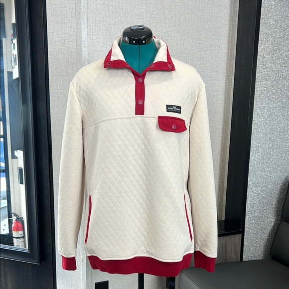 Simply Southern Tops - Simply Southern Quilted Jacket - Cream and Red